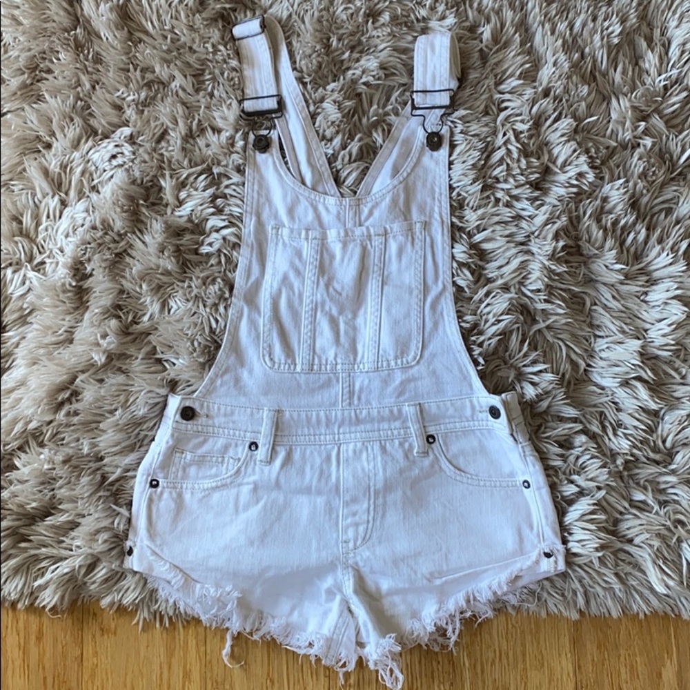 Size 24 Free People Summer Babe White Overalls